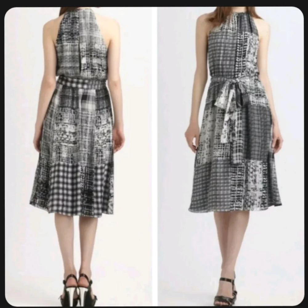L'agence Patchwork Silk Belted Dress